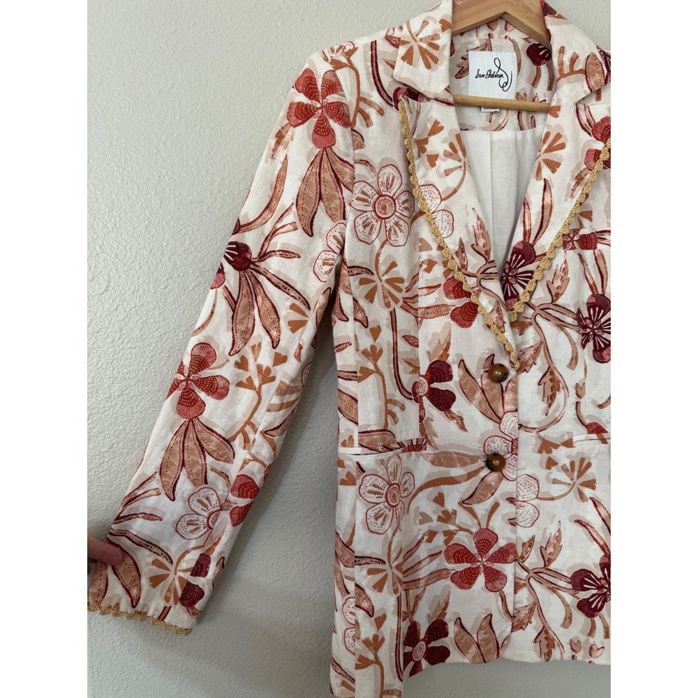 Sam Edelman Women's Enola Printed Blazer Size XS Linen Blend‎ Floral - Picture 3 of 9